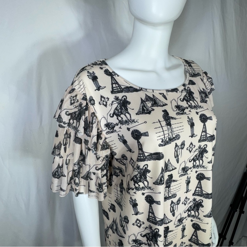 Sterling Kreek God’s Country Western Ruffled Sleeve Top - Picture 2 of 7